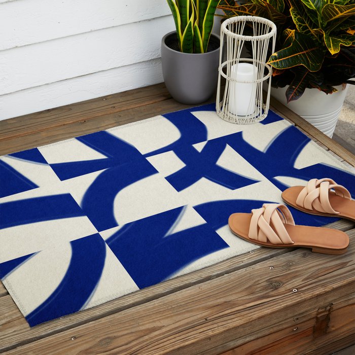 Abstract blue pattern Outdoor Rug Gallery Image 2