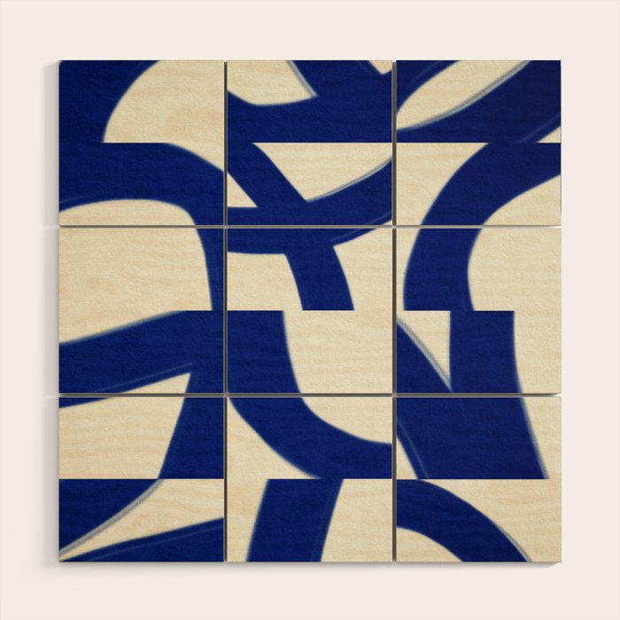 Abstract blue pattern Wood Wall Art Gallery Image 1
