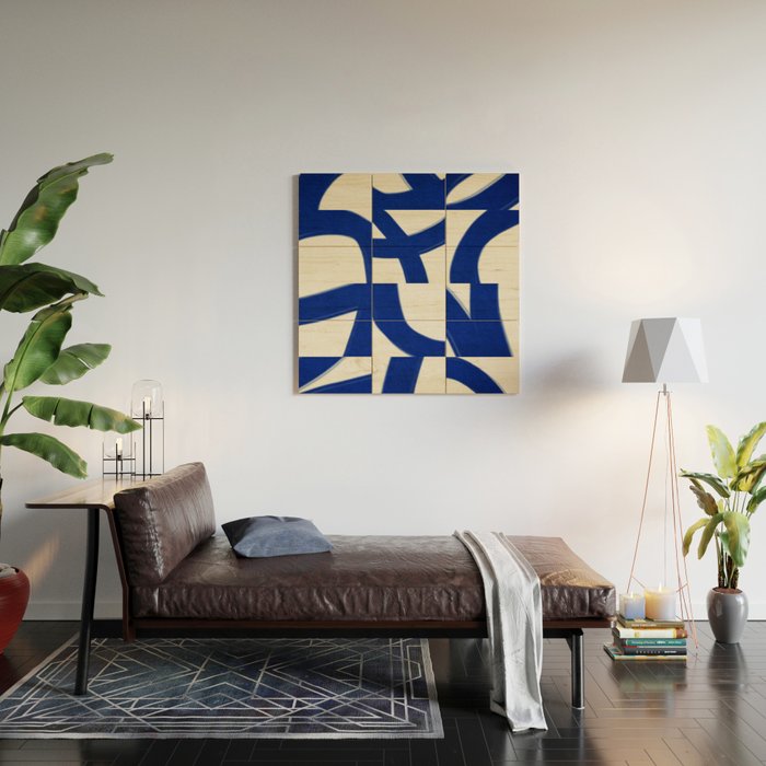 Abstract blue pattern Wood Wall Art Gallery Image 2