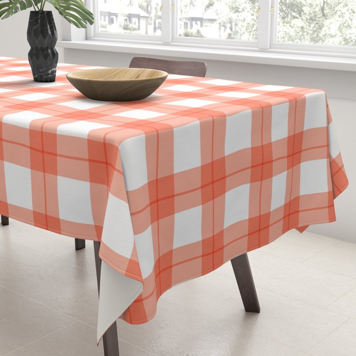 Red geometric plaid gingham pattern Tablecloth Gallery Image 3