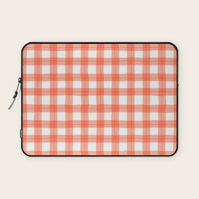 Red geometric plaid gingham pattern Laptop Sleeve Gallery Image 1