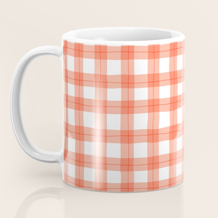 Red geometric plaid gingham pattern Coffee Mug Gallery Image 3
