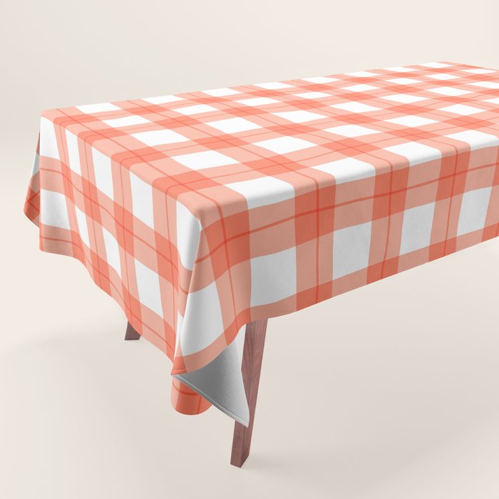 Red geometric plaid gingham pattern Tablecloth Gallery Image 1