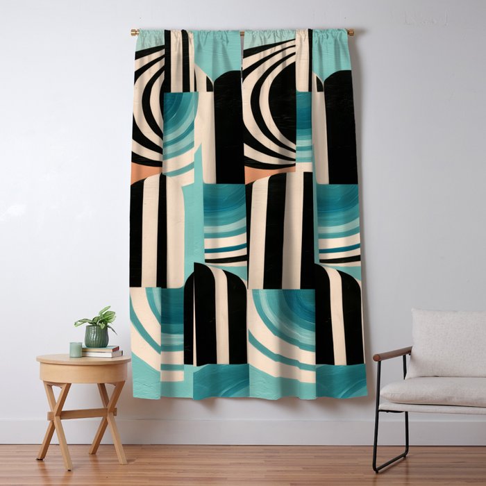 Retro Geometric Shapes 1 Window Curtain Gallery Image 1