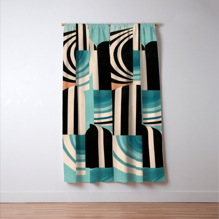 Retro Geometric Shapes 1 Window Curtain Gallery Image 3