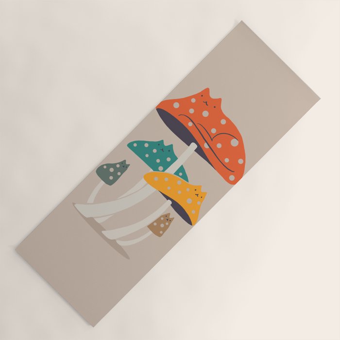Cat and Plant 47: Mushroom Cats Yoga Mat Gallery Image 1