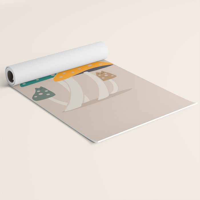 Cat and Plant 47: Mushroom Cats Yoga Mat Gallery Image 2
