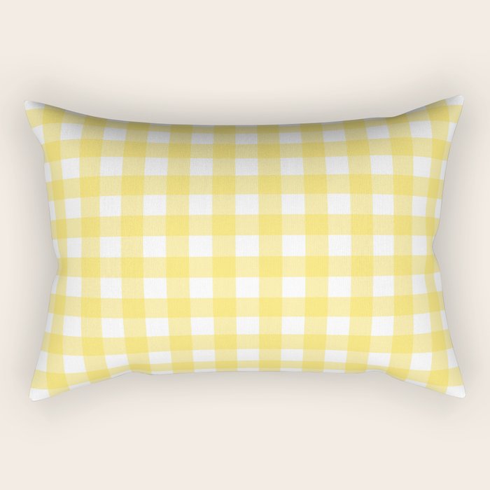 Yellow gingham pattern Rectangular Pillow Gallery Image 2