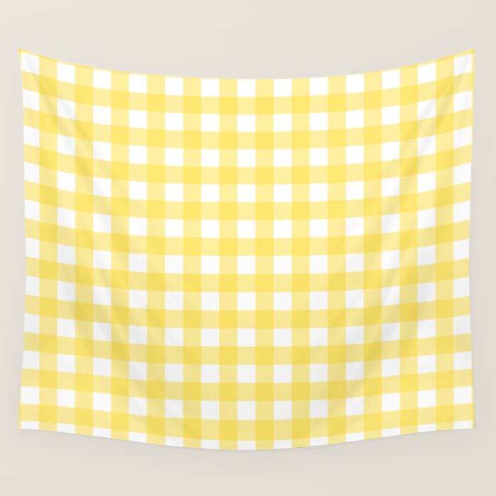 Yellow gingham pattern Wall Tapestry Gallery Image 4