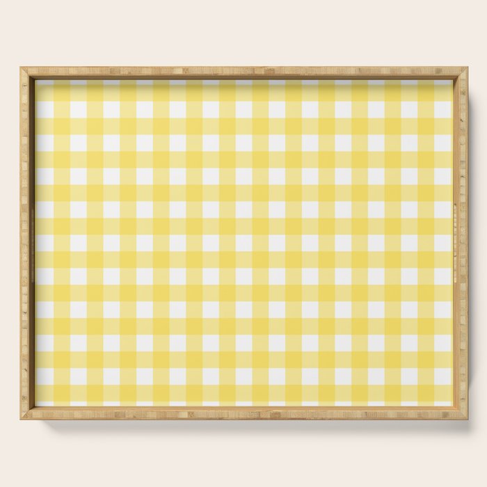 Yellow gingham pattern Serving Tray Gallery Image 1