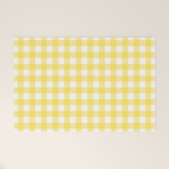 Yellow gingham pattern Welcome Mat Gallery Image 1