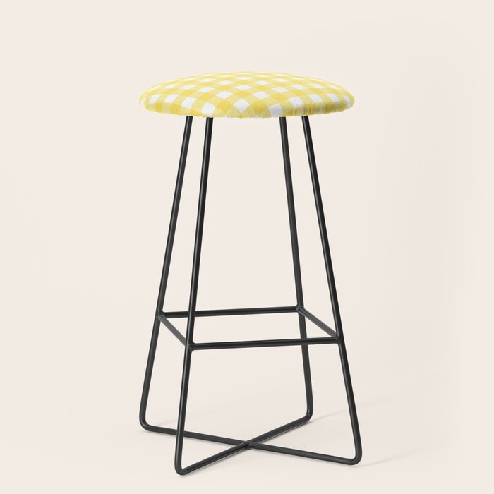 Yellow gingham pattern Stool Gallery Image 1