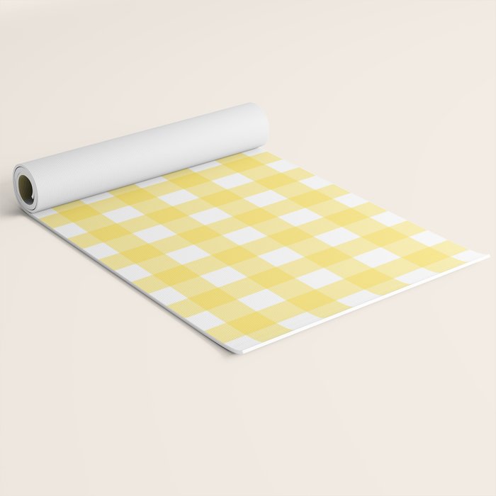 Yellow gingham pattern Yoga Mat Gallery Image 2