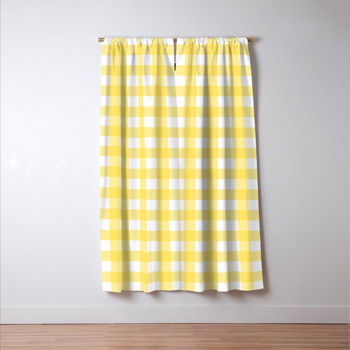 Yellow gingham pattern Window Curtain Gallery Image 3