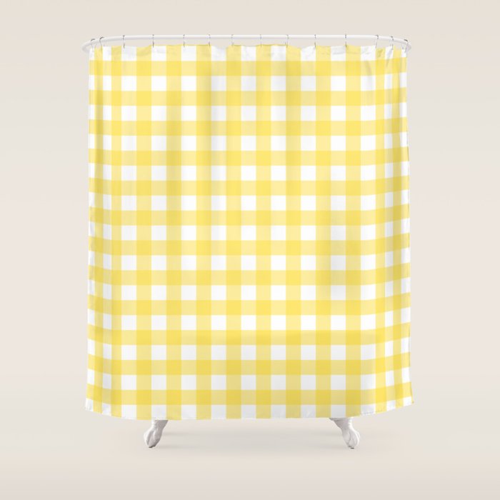 Yellow gingham pattern Shower Curtain Gallery Image 1