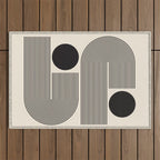 Abstraction_BLACK_LINE_DOT_POP_ART_Minimalism_004D Outdoor Rug Gallery Image 1