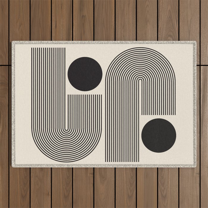 Abstraction_BLACK_LINE_DOT_POP_ART_Minimalism_004D Outdoor Rug Gallery Image 1
