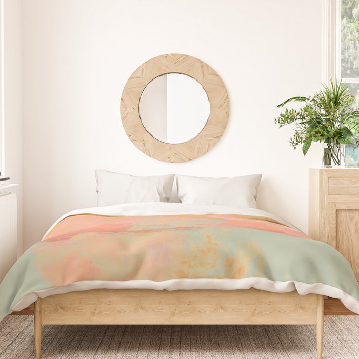 abstract peach sky on mint sea Duvet Cover Gallery Image 3