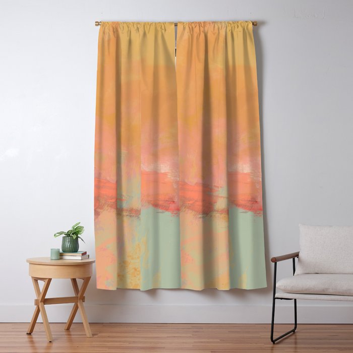 abstract peach sky on mint sea Window Curtain Gallery Image 5