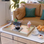 abstract peach sky on mint sea Serving Tray Gallery Image 2