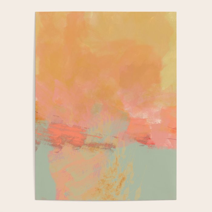 abstract peach sky on mint sea Poster Gallery Image 4