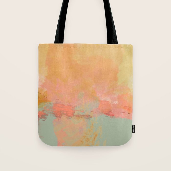 abstract peach sky on mint sea Tote Bag Gallery Image 1
