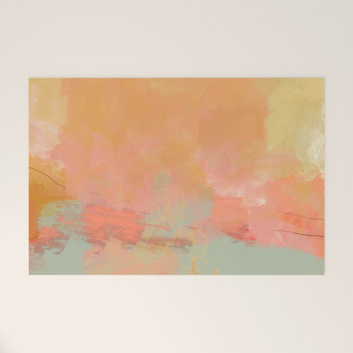 abstract peach sky on mint sea Welcome Mat Gallery Image 1