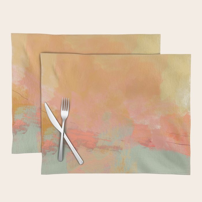 abstract peach sky on mint sea Placemat Gallery Image 1