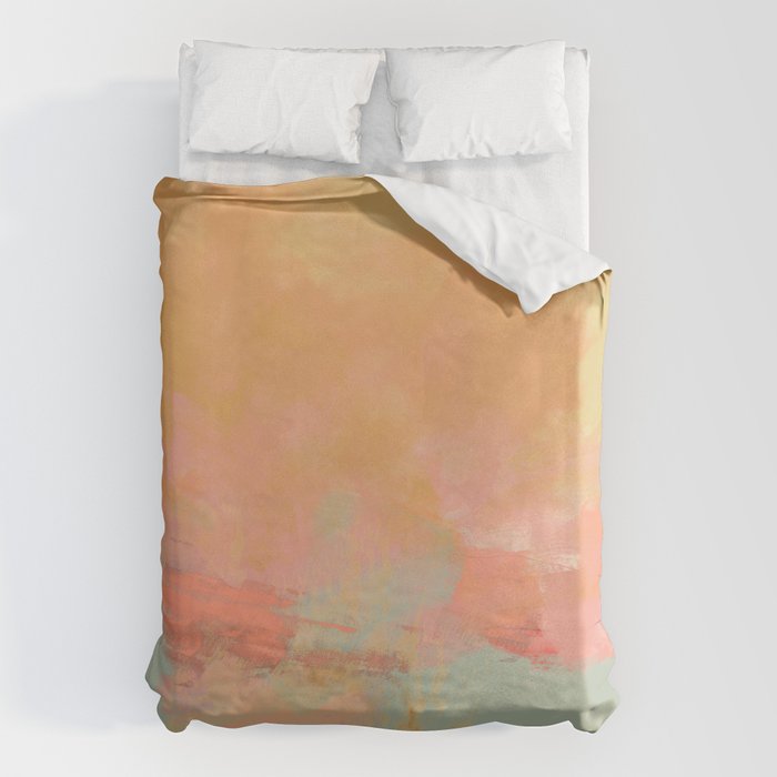 abstract peach sky on mint sea Duvet Cover Gallery Image 1