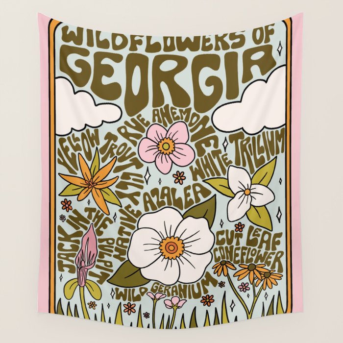 Georgia Wildflowers Wall Tapestry Gallery Image 4