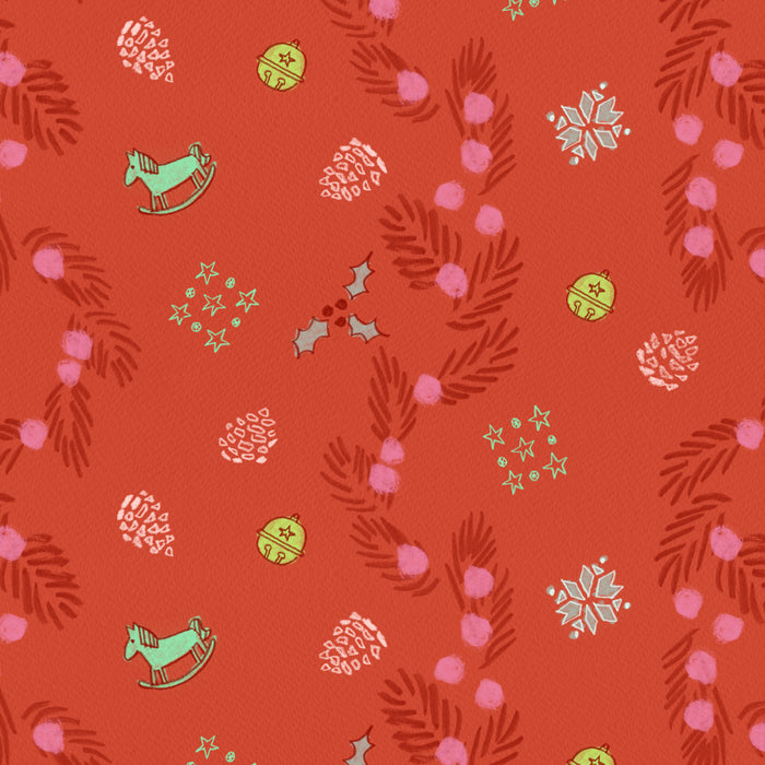 Whimsical Tiny Toys & Pine Branches in Red Coffee Mug Gallery Image 2