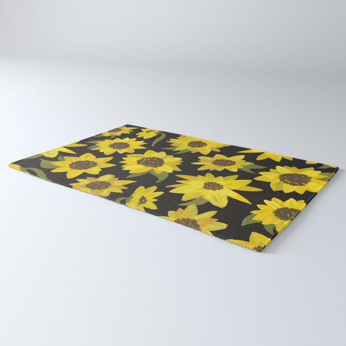 Sunflowers Acrylic on Charcoal Rug Gallery Image 3