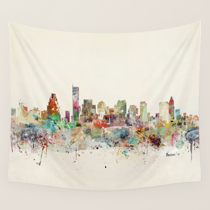 Boston Massachusetts Skyline Wall Tapestry Gallery Image 4