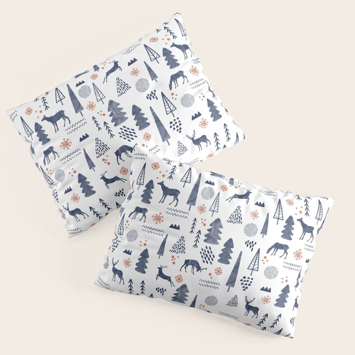 Deer Christmas forest Pillow Sham Gallery Image 1