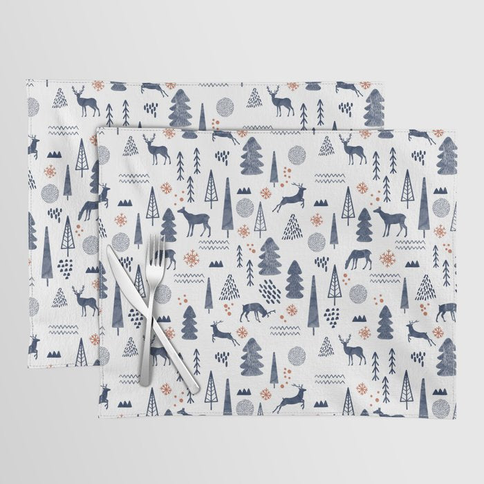 Deer Christmas forest Placemat Gallery Image 1