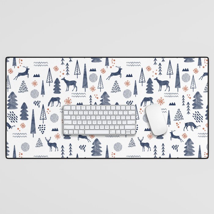 Deer Christmas forest Desk Mat Gallery Image 1