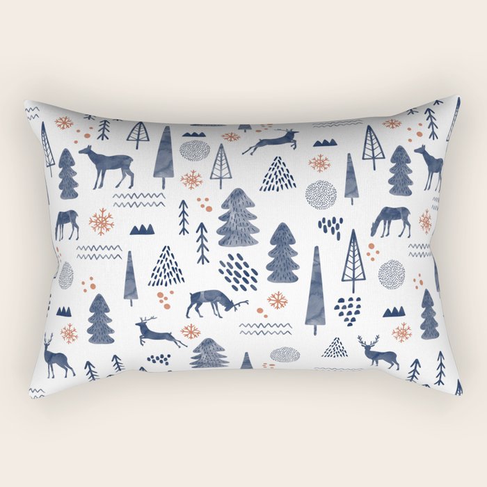 Deer Christmas forest Rectangular Pillow Gallery Image 2