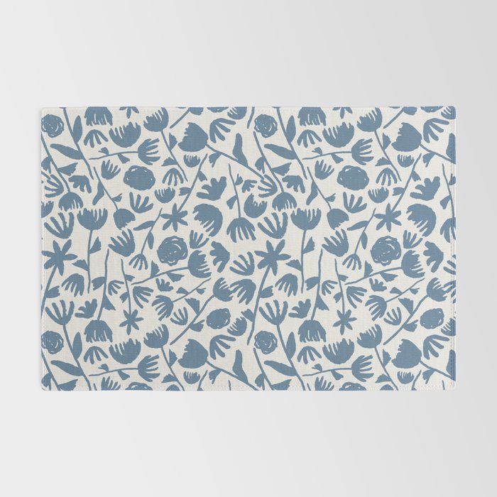 Light Blue Floral Pattern Rug Gallery Image 2