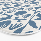 Light Blue Floral Pattern Bath Mat Gallery Image 3
