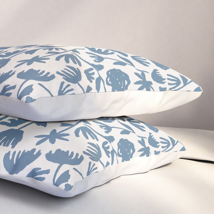Light Blue Floral Pattern Pillow Sham Gallery Image 3