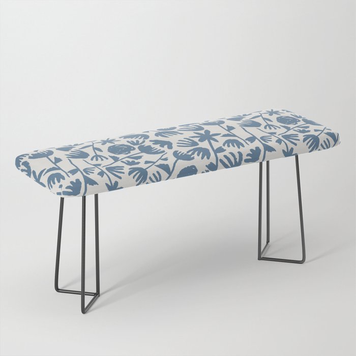 Light Blue Floral Pattern Bench Gallery Image 1