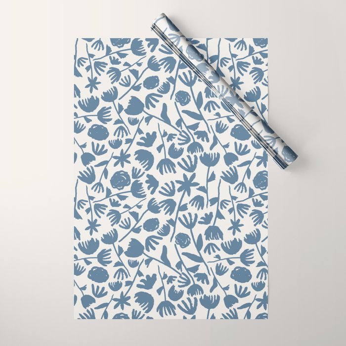 Light Blue Floral Pattern Wrapping Paper Gallery Image 1
