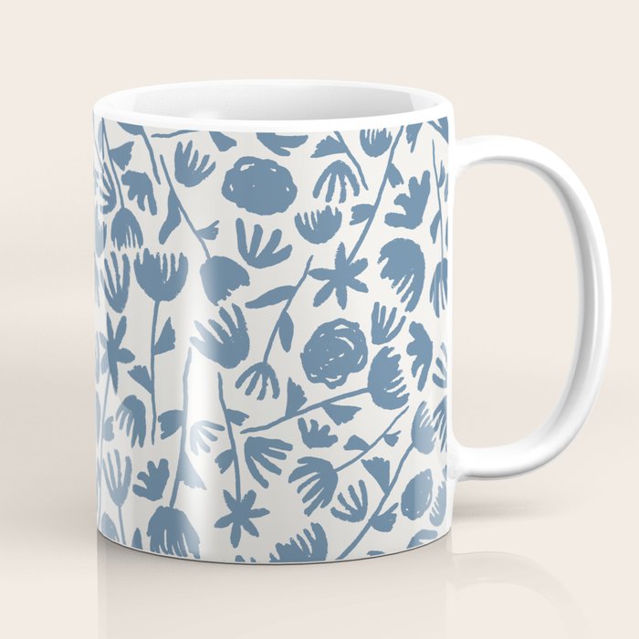 Light Blue Floral Pattern Coffee Mug Gallery Image 1