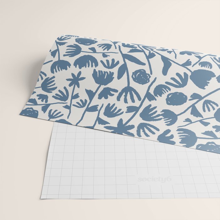 Light Blue Floral Pattern Wrapping Paper Gallery Image 2