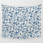 Light Blue Floral Pattern Wall Tapestry Gallery Image 4