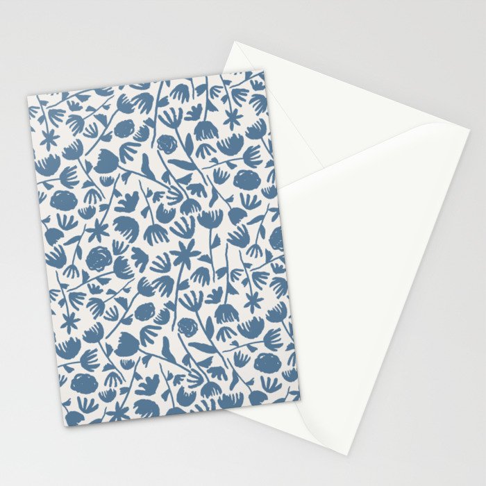 Light Blue Floral Pattern Stationery Card Gallery Image 2