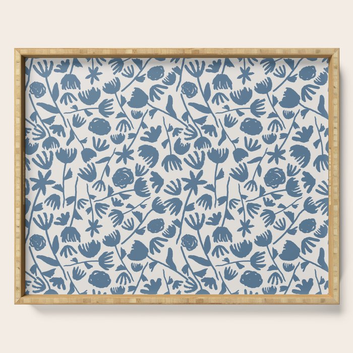 Light Blue Floral Pattern Serving Tray Gallery Image 1