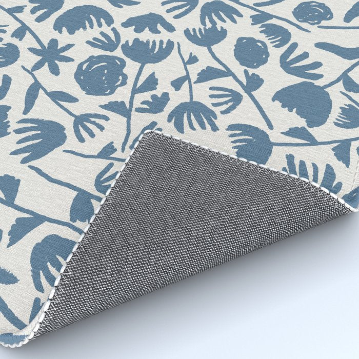 Light Blue Floral Pattern Rug Gallery Image 4