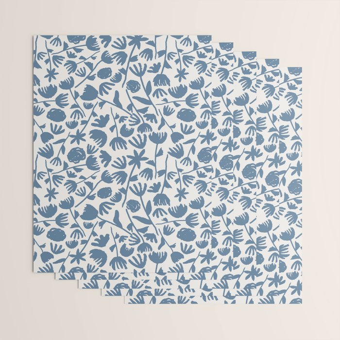 Light Blue Floral Pattern Wrapping Paper Gallery Image 3