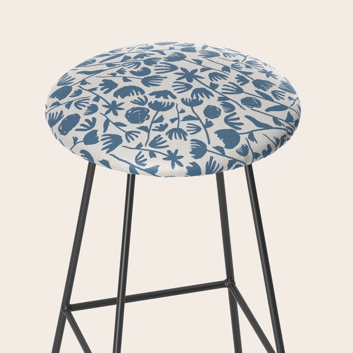Light Blue Floral Pattern Stool Gallery Image 2